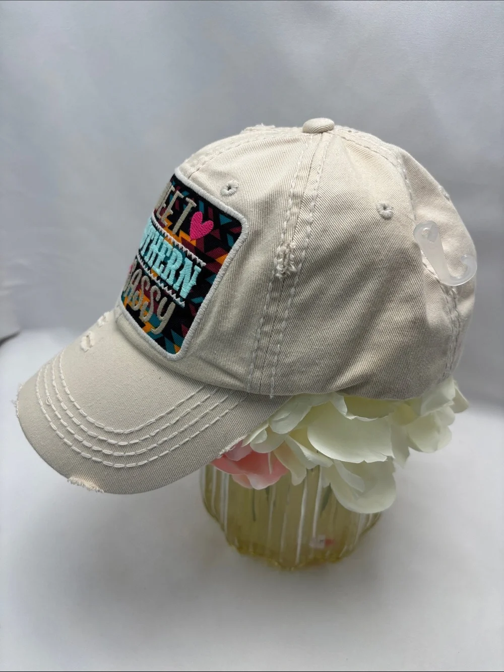 KBETHOS Women’s Vintage Style‎ Cream Baseball Cap with Pastel Floral Accent